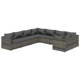 8 Piece Garden Lounge Set with Cushions Poly Rattan Grey