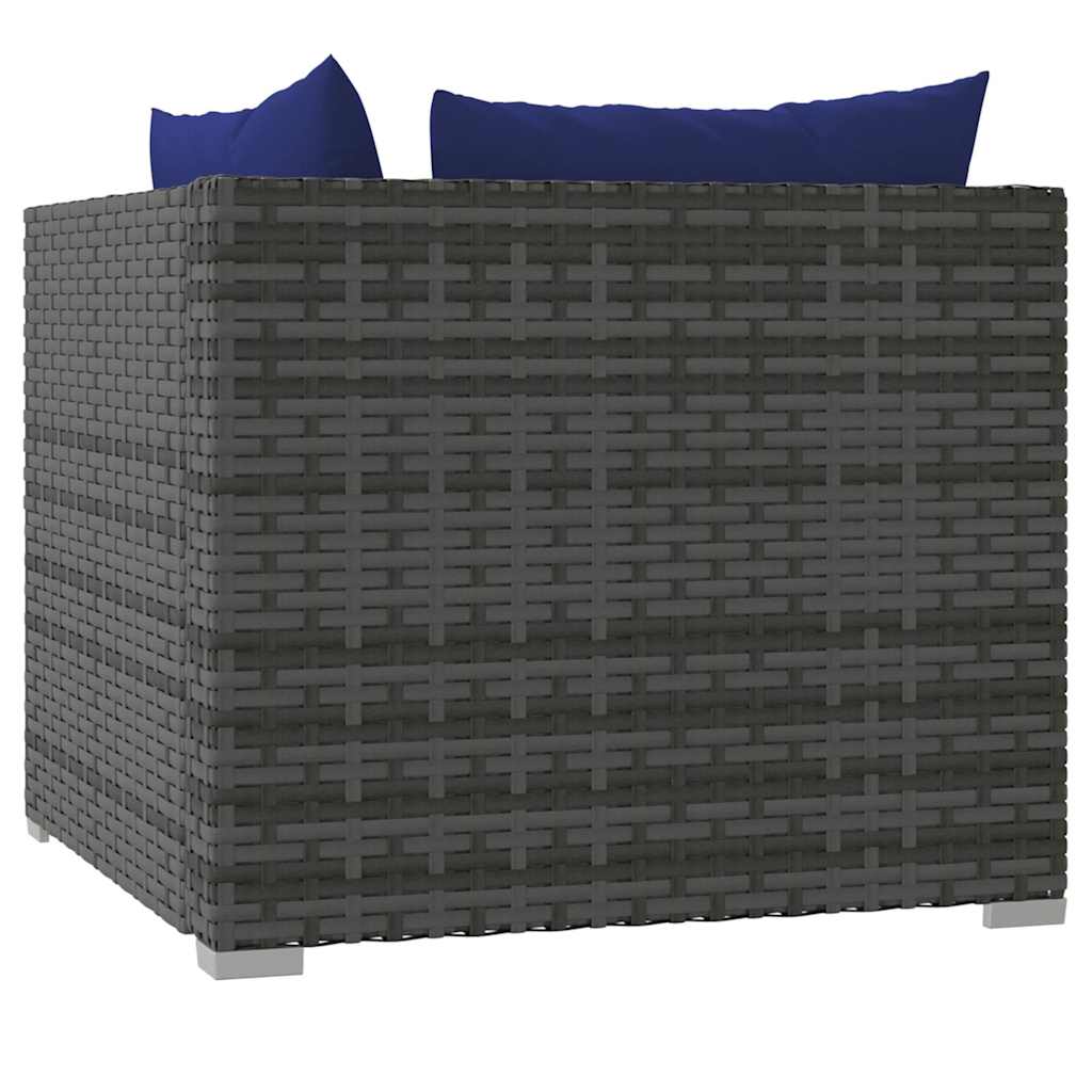 8 Piece Garden Lounge Set with Cushions Poly Rattan Grey