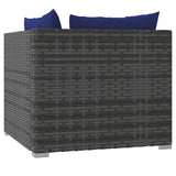 8 Piece Garden Lounge Set with Cushions Poly Rattan Grey