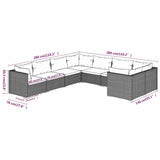 8 Piece Garden Lounge Set with Cushions Poly Rattan Grey - Close-Up Angle