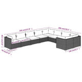 9 Piece Garden Lounge Set with Cushions Poly Rattan Brown - Close-Up Angle