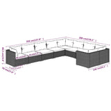 9 Piece Garden Lounge Set with Cushions Poly Rattan Grey - Close-Up Angle