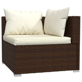 10 Piece Garden Lounge Set with Cushions Poly Rattan Brown - Side View