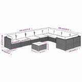 10 Piece Garden Lounge Set with Cushions Poly Rattan Grey