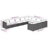 10 Piece Garden Lounge Set with Cushions Poly Rattan Black - Close-Up Angle