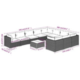 11 Piece Garden Lounge Set with Cushions Poly Rattan Grey - Extra Image