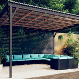 10 Piece Garden Lounge Set with Cushions Poly Rattan Black
