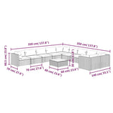 11 Piece Garden Lounge Set with Cushions Poly Rattan Black