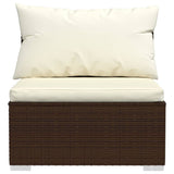 11 Piece Garden Lounge Set with Cushions Poly Rattan Brown - Rear View