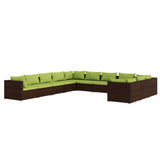 11 Piece Garden Lounge Set with Cushions Poly Rattan Brown
