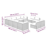 11 Piece Garden Lounge Set with Cushions Brown Poly Rattan - Close-Up Angle
