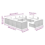 11 Piece Garden Lounge Set with Cushions Grey Poly Rattan - Close-Up Angle