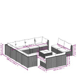 12 Piece Garden Lounge Set with Cushions Black Poly Rattan - Extra Image