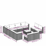 12 Piece Garden Lounge Set with Cushions Black Poly Rattan - Extra Image