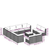 12 Piece Garden Lounge Set with Cushions Brown Poly Rattan