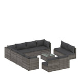 12 Piece Garden Lounge Set with Cushions Grey Poly Rattan - Front View