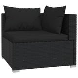 12 Piece Garden Lounge Set with Cushions Black Poly Rattan - Side View