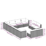 12 Piece Garden Lounge Set with Cushions Brown Poly Rattan - Close-Up Angle