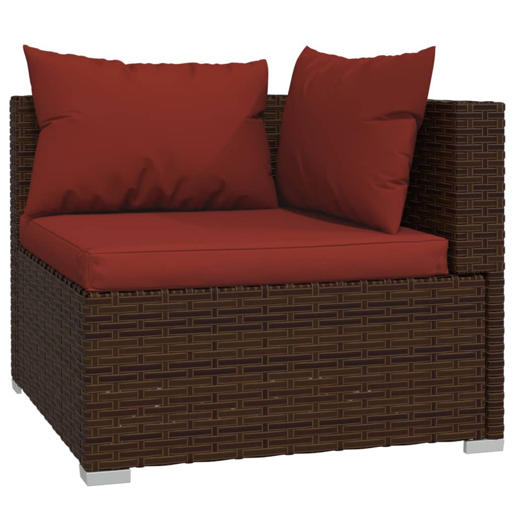 12 Piece Garden Lounge Set with Cushions Brown Poly Rattan