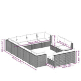 12 Piece Garden Lounge Set with Cushions Brown Poly Rattan - Close-Up Angle