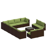 13 Piece Garden Lounge Set with Cushions Brown Poly Rattan