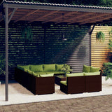 13 Piece Garden Lounge Set with Cushions Brown Poly Rattan