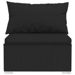 13 Piece Garden Lounge Set with Cushions Black Poly Rattan