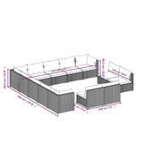 13 Piece Garden Lounge Set with Cushions Grey Poly Rattan - Close-Up Angle