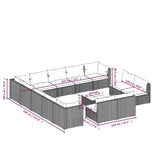 14 Piece Garden Lounge Set with Cushions Black Poly Rattan - Extra Image