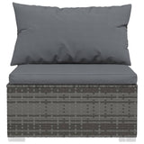 14 Piece Garden Lounge Set with Cushions Grey Poly Rattan - Rear View