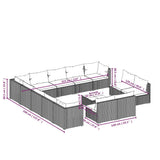 14 Piece Garden Lounge Set with Cushions Grey Poly Rattan