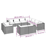 11 Piece Garden Lounge Set with Cushions Black Poly Rattan - Close-Up Angle