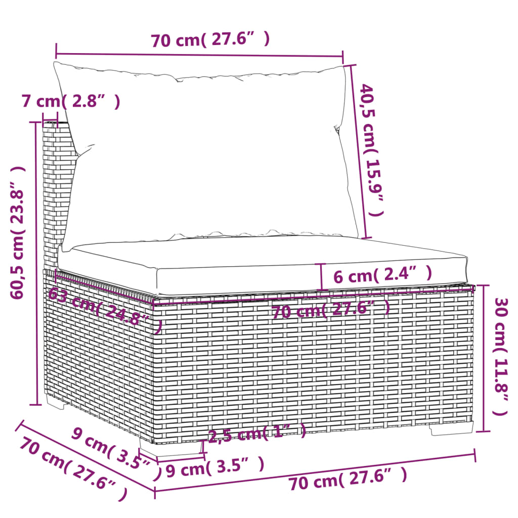 11 Piece Garden Lounge Set with Cushions Brown Poly Rattan