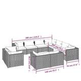 11 Piece Garden Lounge Set with Cushions Grey Poly Rattan - Close-Up Angle