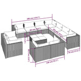 12 Piece Garden Lounge Set with Cushions Black Poly Rattan - Extra Image