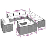 12 Piece Garden Lounge Set with Cushions Brown Poly Rattan - Extra Image