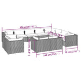 12 Piece Garden Lounge Set with Cushions Brown Poly Rattan - Close-Up Angle