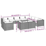 12 Piece Garden Lounge Set with Cushions Grey Poly Rattan - Close-Up Angle