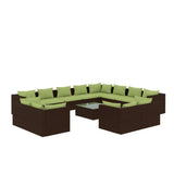 13 Piece Garden Lounge Set with Cushions Brown Poly Rattan