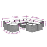 13 Piece Garden Lounge Set with Cushions Grey Poly Rattan - Extra Image