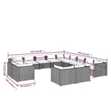 13 Piece Garden Lounge Set with Cushions Grey Poly Rattan - Close-Up Angle