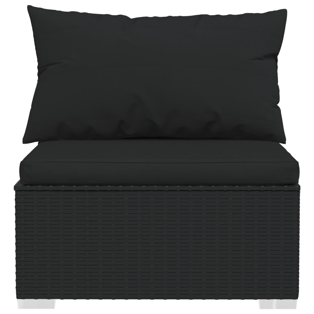 14 Piece Garden Lounge Set with Cushions Black Poly Rattan