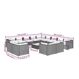 14 Piece Garden Lounge Set with Cushions Black Poly Rattan - Extra Image