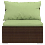 14 Piece Garden Lounge Set with Cushions Brown Poly Rattan - Rear View