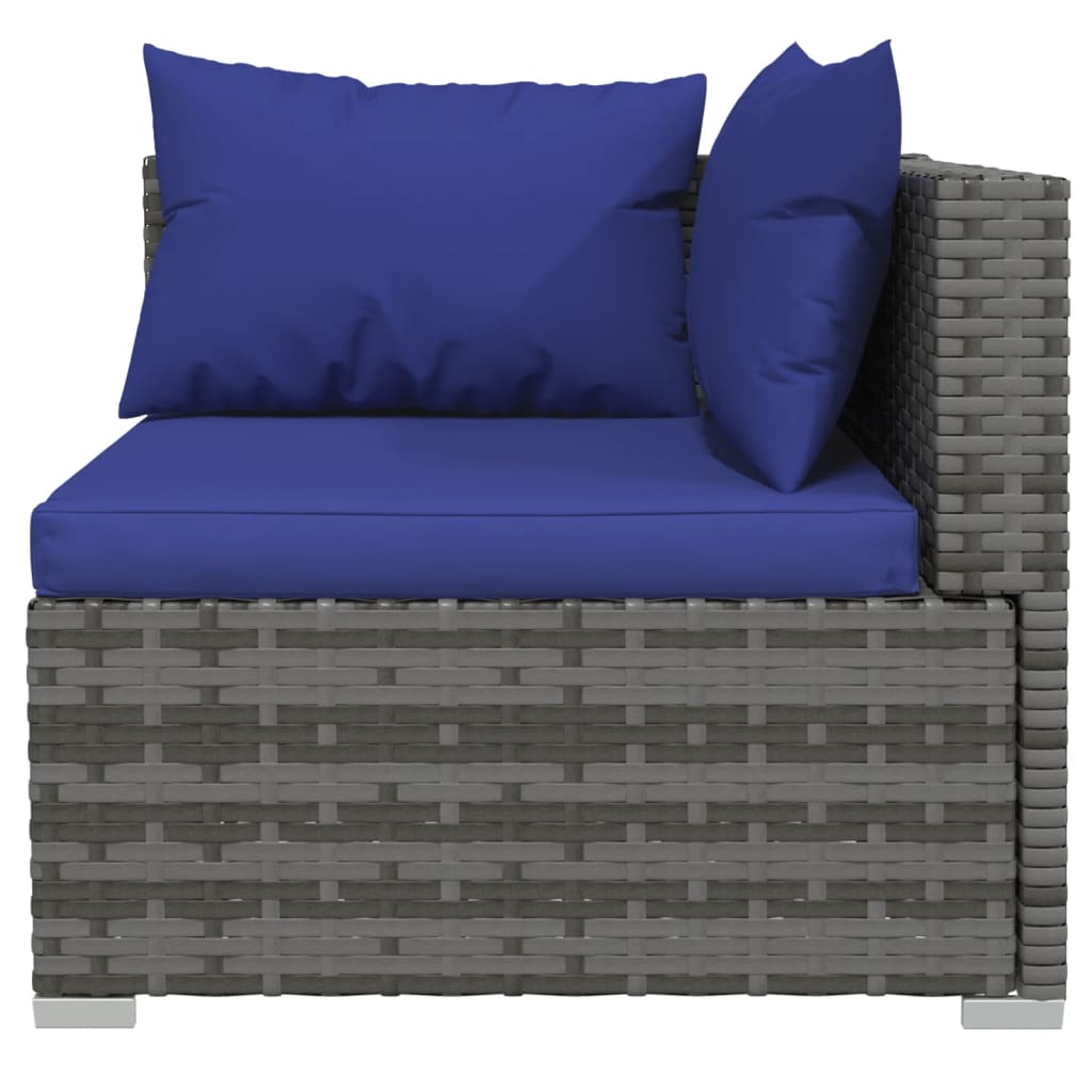14 Piece Garden Lounge Set with Cushions Grey Poly Rattan