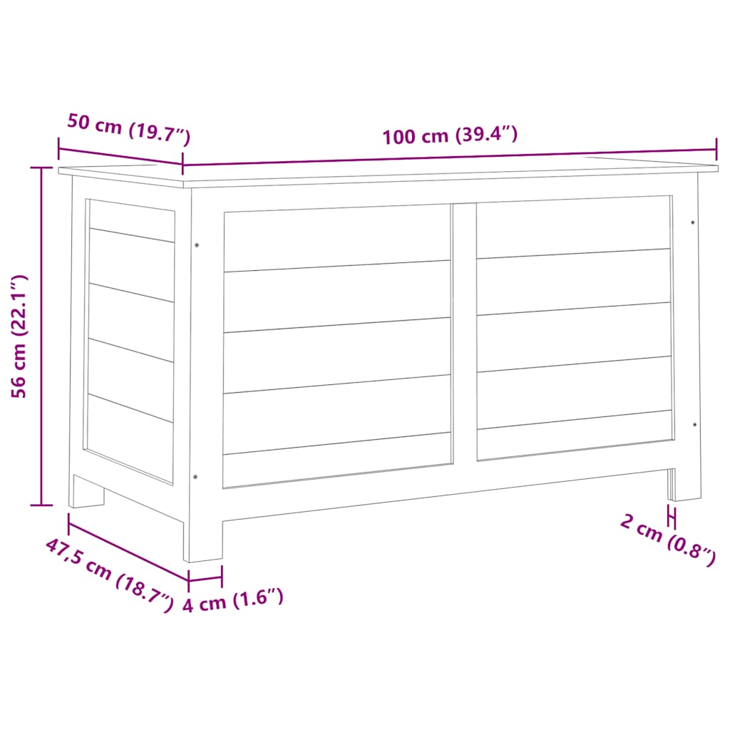 Outdoor Cushion Box White 100x50x56 cm Solid Wood Fir