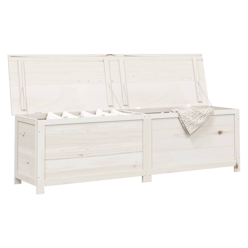 Outdoor Cushion Box White 200x50x56 cm Solid Wood Fir