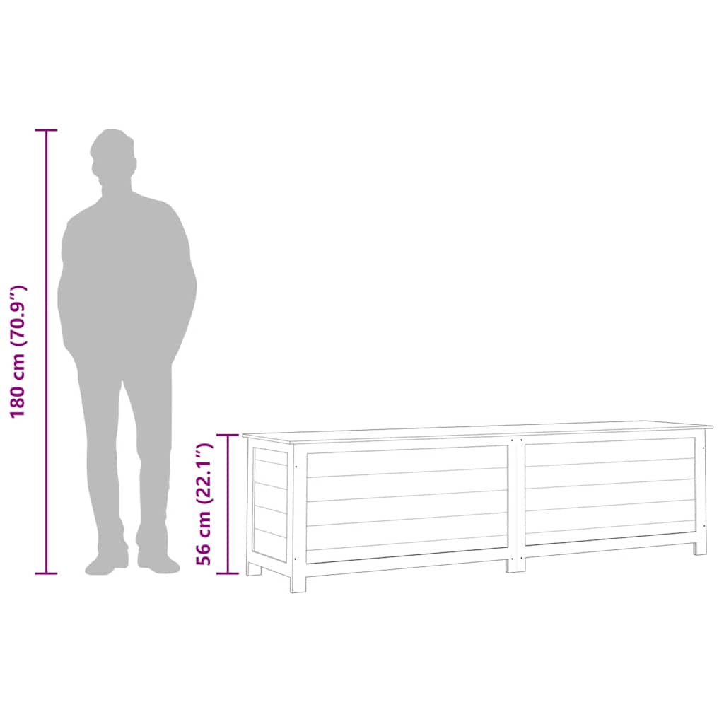 Outdoor Cushion Box White 200x50x56 cm Solid Wood Fir