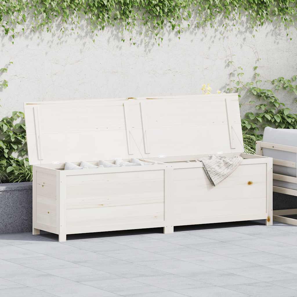 Outdoor Cushion Box White 200x50x56 cm Solid Wood Fir