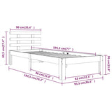 Bed Frame without Mattress White 90x190 cm - Low Angle